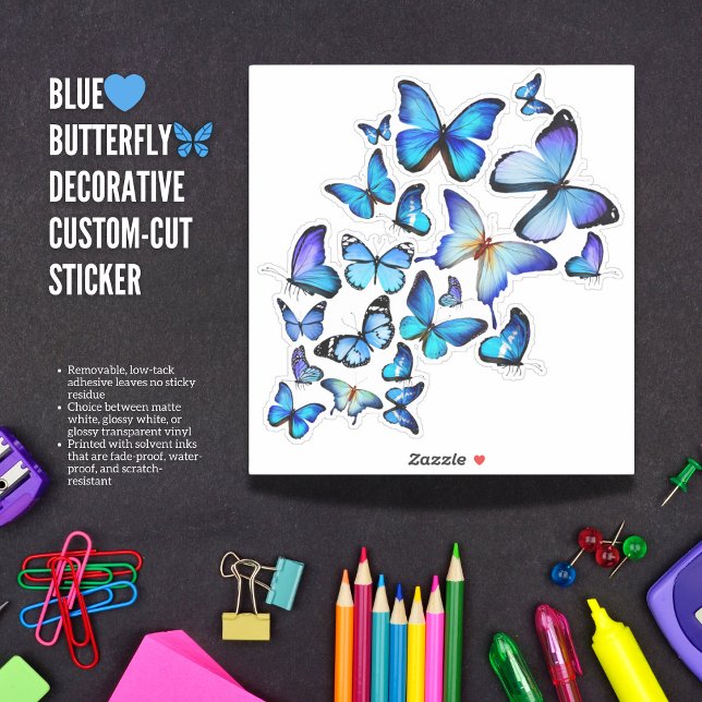 Exquisite Blue Butterfly Decorative Sticker Sheet (Adorn Your World with a Cascade of Blue Beauty.)