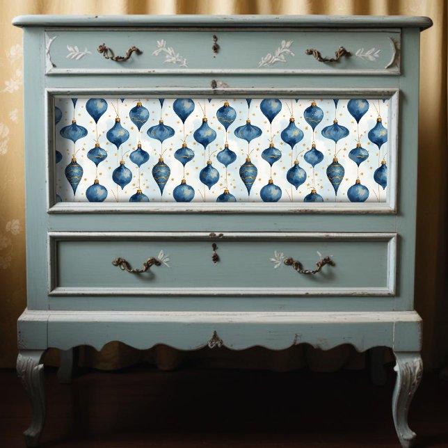 Exquisite Blue Shades Gold Watercolor Christmas Tissue Paper (Exquisite Blue Shades & Gold Watercolor Effect Christmas Ornament Tissue Papers. Decoupage Idea.)