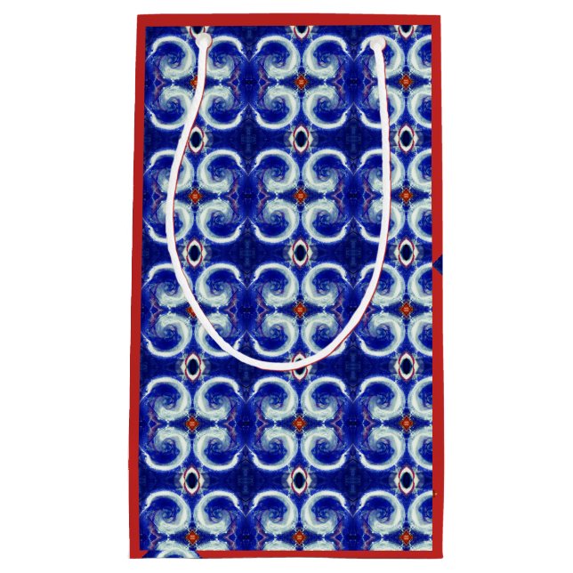 Exquisite blue swirl pattern gift bag (Front)