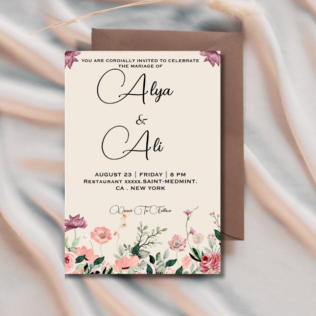 exquisite bohemian wildflowers wedding invitation (Creator Uploaded)