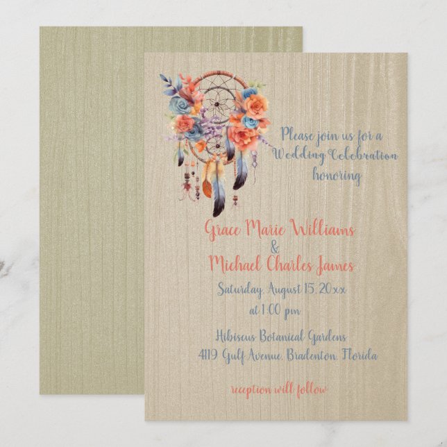 Exquisite Boho Dream Catcher Wedding Invitation (Front/Back)