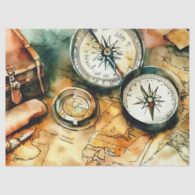 "Exquisite Cartography: Adventure Awaits" Tissue Paper (Front)