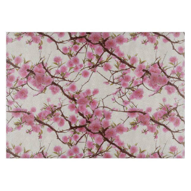 Exquisite Cherry Blossoms Florals Cutting Board (Front)