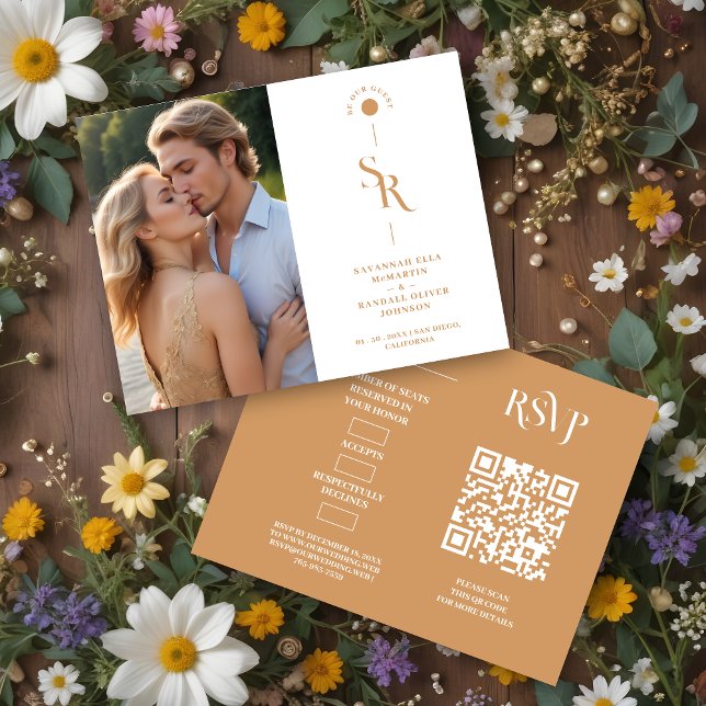 Exquisite Chic Minimalist Gold Wedding Initials RSVP Card (Exquisite Chic Minimalist Gold Effect Wedding Initials RSVP Card. )