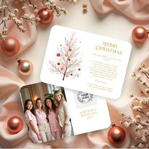 Exquisite Christmas Tree In Pink Shades Business Holiday Card