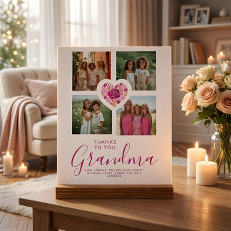 Exquisite Colorful Floral Heart 4-Photo Dear Ones Acrylic Sign