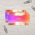 Exquisite Colourful Rose Gold Borders Logo QR Code Business Card | Zazzle