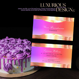 Exquisite Colourful with Rose Gold Borders Glamour Business Card