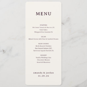 Exquisite Cream Calligraphy Menu