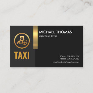 Exquisite Creative Black Gold Stripe Taxi Driver Business Card