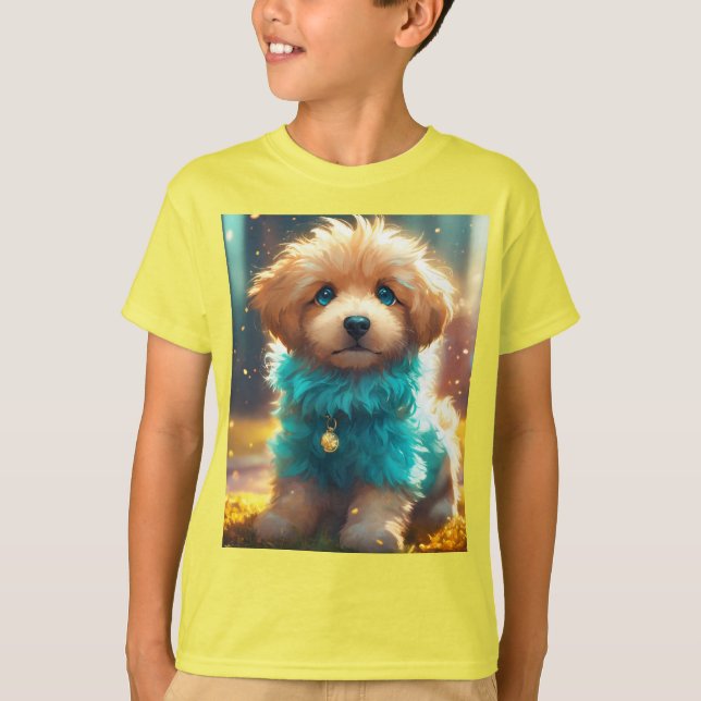 Exquisite Cute Puppy Illustration T-Shirt (Front)