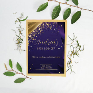 Exquisite Dark Blue and Gold Customised Invitation Flyer