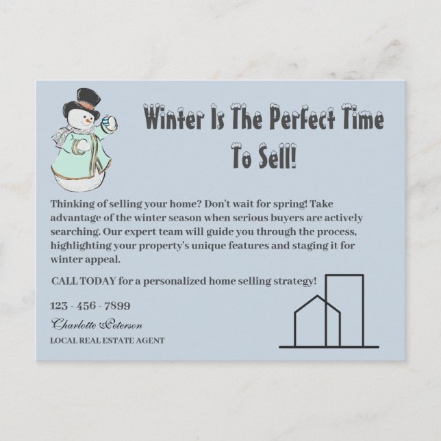 Exquisite Designs for Winter Seasonal Real Estate Postcard (Front)