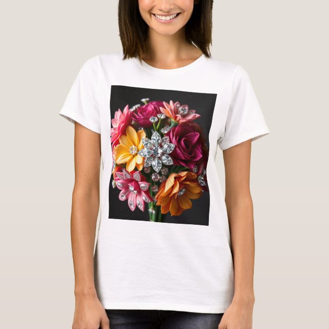 "Exquisite Diamond Bouquet: A Stunning Floral Mast T-Shirt (Front)