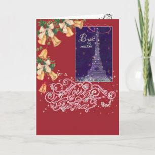 Exquisite  Eiffel tower christmas greeting Holiday Card
