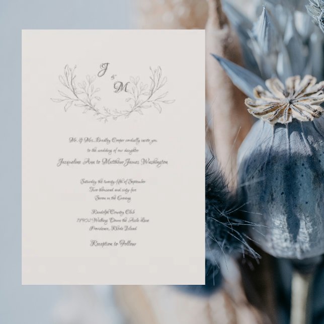 Exquisite Elegant Cream Script Wedding Invitation (Creator Uploaded)