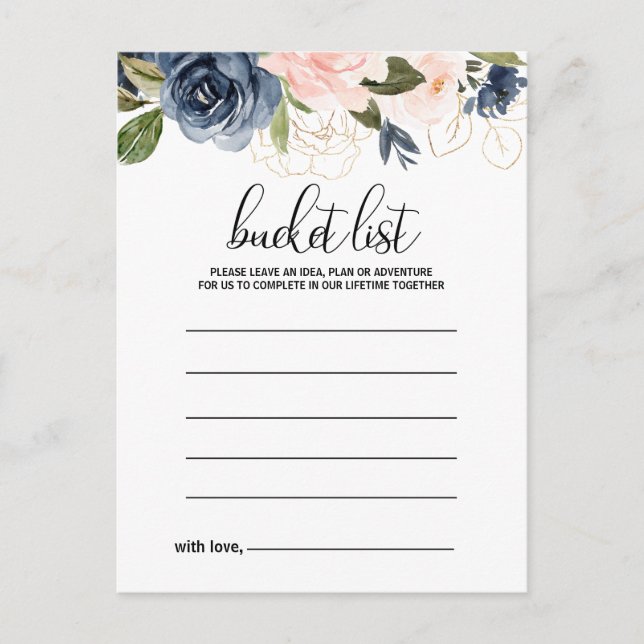 Exquisite Fall Floral Bucket List Cards (Front)