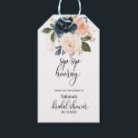 Exquisite Fall Floral Sip Sip Hooray Bridal Shower Gift Tags<br><div class="desc">These exquisite fall floral sip sip hooray bridal shower gift tags are perfect for  a tropical wedding shower. The design depicts hand-drawn pink blush,  dark blue and navy whimsical flowers,  inspiring elegance,  class and natural beauty.</div>