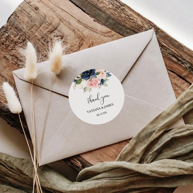 Exquisite Fall Floral Thank You Favour Classic Round Sticker (Creator Uploaded)