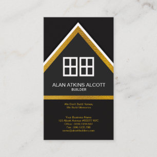 Exquisite Faux Gold Roof Home Builder Construction Business Card