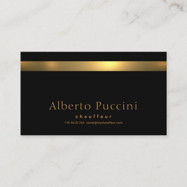 Exquisite Faux Gold Stripe Retro Style Chauffeur Business Card (Front)