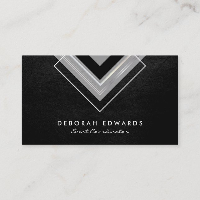 Exquisite Faux Leather Geometric Business Card (Front)