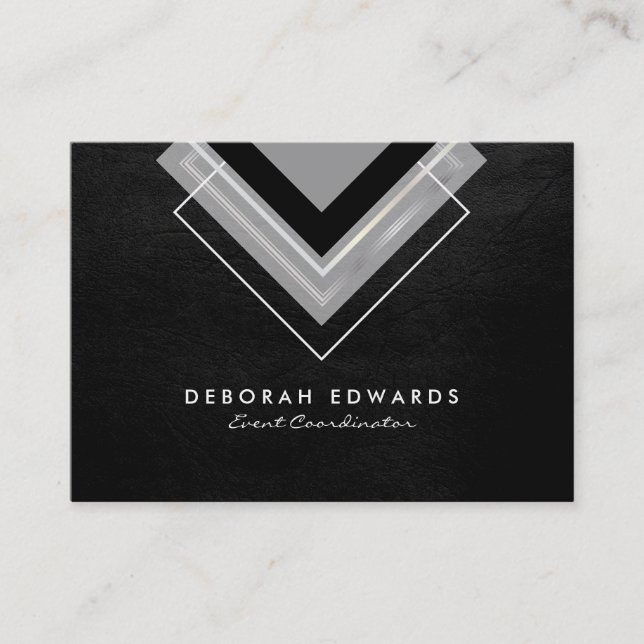 Exquisite Faux Leather Geometric Business Card (Front)
