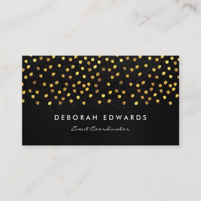 Exquisite Faux Leather Golden Specks Business Card (Front)