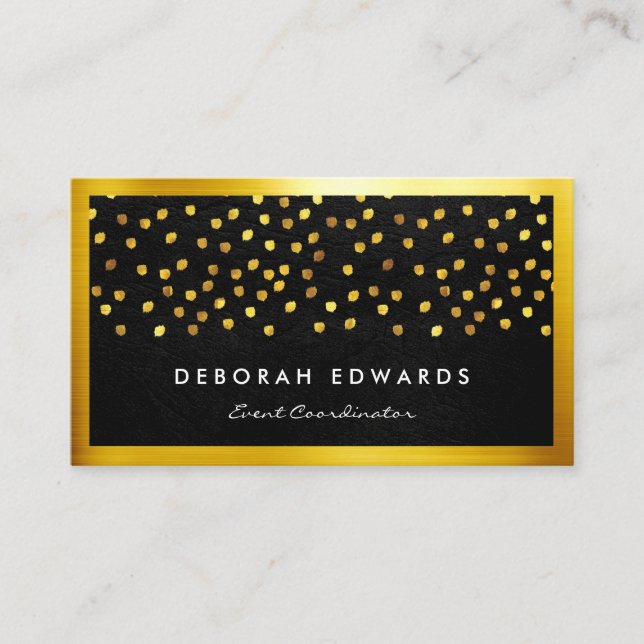 Exquisite Faux Leather Golden Specks Business Card (Front)