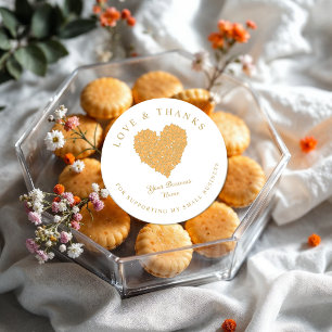 Exquisite Floral Gorgeous Orange & Gold Effect Classic Round Sticker