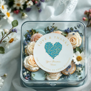 Exquisite Floral Gorgeous Turquoise & Gold Effect Classic Round Sticker