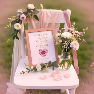 Exquisite Floral Heart Loving Memory Reserved Seat Poster