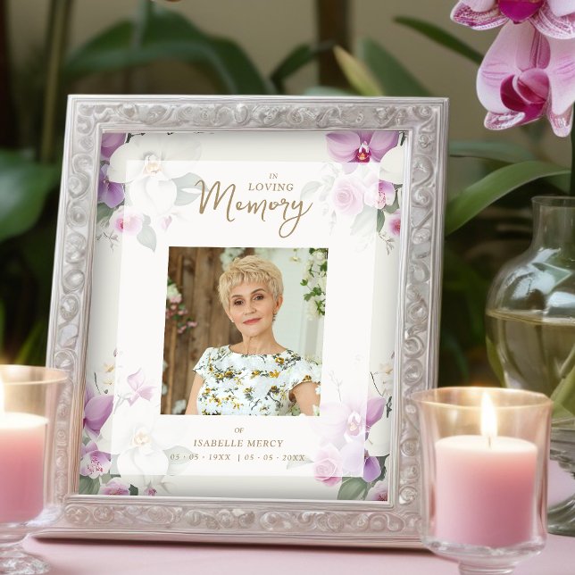 Exquisite Floral Orchids Bouquets in Pink Shades  Poster (Exquisite Floral Orchids Bouquets in Pink Shades Photo Memorial Funeral Poster. )