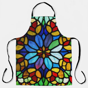 Exquisite Floral Stained Glass Elegance Apron