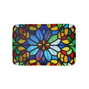 Exquisite Floral Stained Glass Elegance Bath Mat