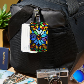 Exquisite Floral Stained Glass Elegance Luggage Tag