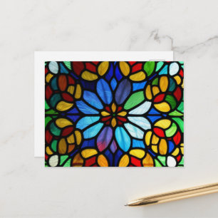 Exquisite Floral Stained Glass Elegance Postcard
