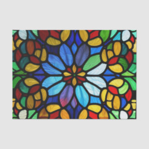 Exquisite Floral Stained Glass Elegance Tissue Paper