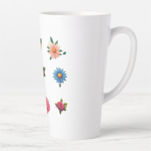 Exquisite Flower Sticker  Latte Mug