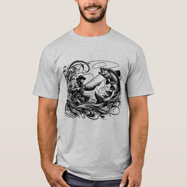 Exquisite Fly Fishing Action T-Shirt (Front)