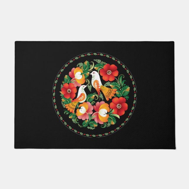 Exquisite Folk Art Birds Flowers Beautiful Decor Doormat (Front)