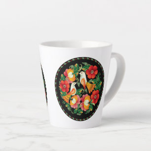 Exquisite Folk Art Birds Flowers Beautiful Decor Latte Mug