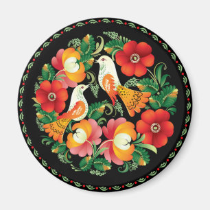 Exquisite Folk Art Birds Flowers Beautiful Decor Magnet