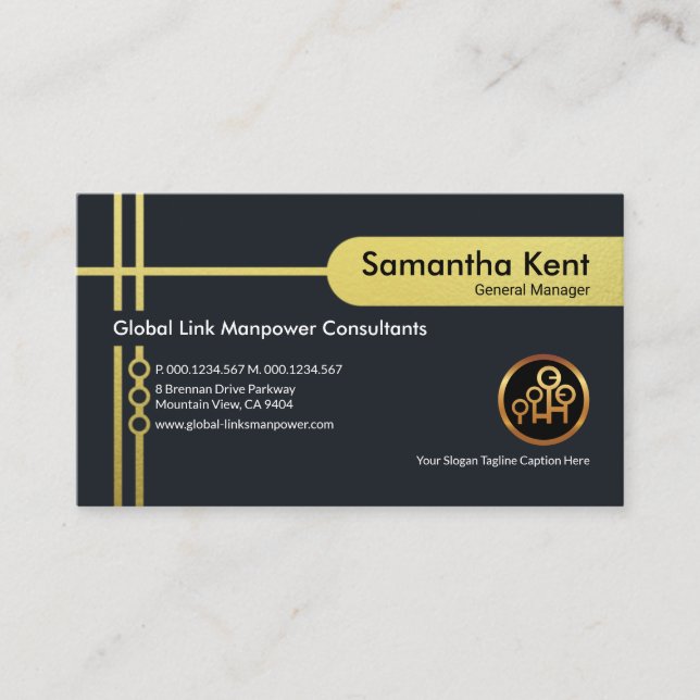 Exquisite Gold Crisscross Lines CEO Entrepreneur Business Card (Front)