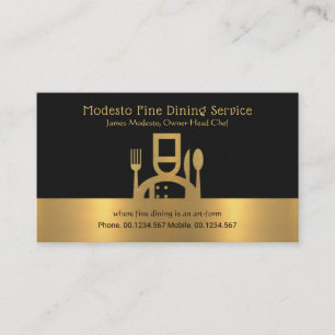 Exquisite Gold Elegance Chef Border Fine Dining Business Card