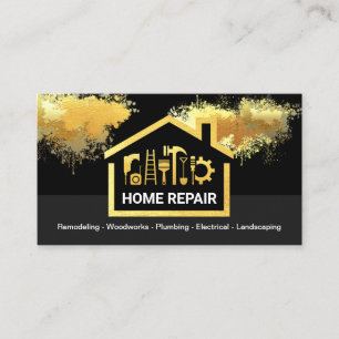 Exquisite Gold Home Paint Splatter Business Card