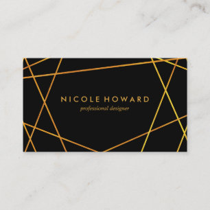 Exquisite Gold Lines Black Business Card