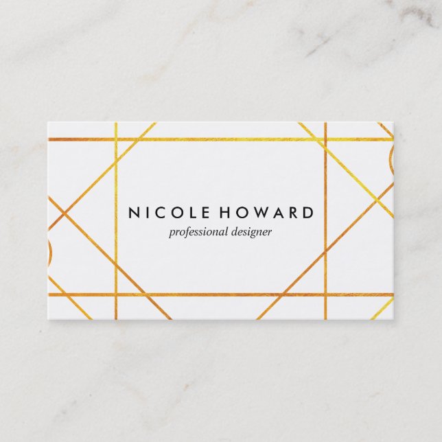 Exquisite Gold Lines Business Card (Front)