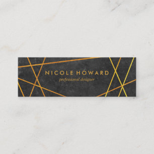 Exquisite Gold Lines Slate Mini Business Card