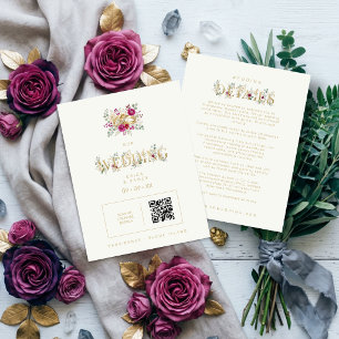 Exquisite Gold Rings Floral Wedding TLW26 Enclosure Card